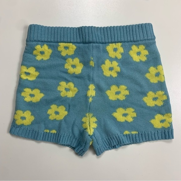 Luna Flower Knit Crop Top and Short Set Blue Yellow Size Medium - Picture 7 of 10